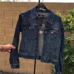 Womens medium Harley Davidson Jean jacket, gently used smoke free, pet free.